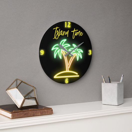 Horloge de l'île personnalisable Faux Neon (Bureau)
