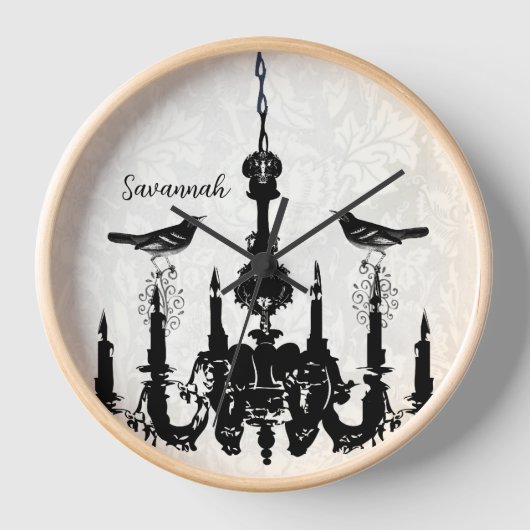 Horloge de lustre jaune moutarde personnalisée pou (Recto)