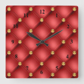 Horloge de luxe en cuir poli rouge et or Diamant (Recto)