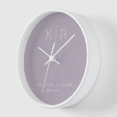 Horloge de mariage à monogramme Simple Moderne Dus (Angle)