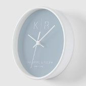 Horloge de mariage simple moderne bleu poussiéreux (Angle)