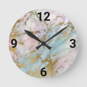 HORLOGE DE MUR Bleu rose inspirée du marbre Abstra