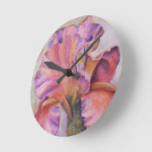 HORLOGE DE MUR ORCHIDE EXOTIQUE ROSE ET PURPLE (Angle)