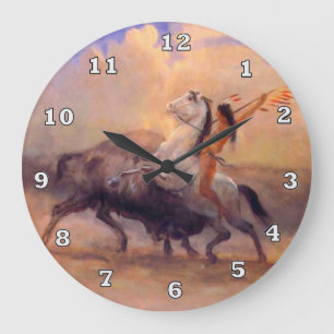 Horloge de Natif américain de chasseur de Buffalo