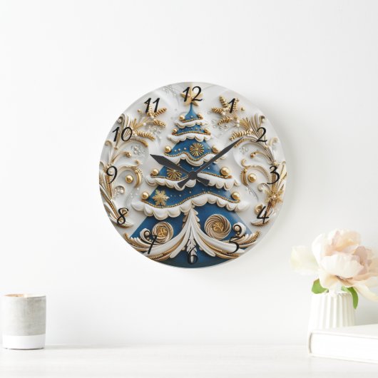 Horloge de Noël étincelante avec arbre. (Maison)