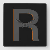 Horloge de nom monogramme noir moderne (Recto)