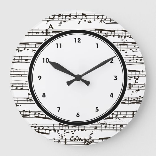 Horloge de notes de musique en noir et blanc avec  (Recto)