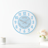 Horloge de nurserie Baby Blue Gingham à pois pour (Maison)