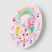 Horloge de nurserie de princesse licorne sirène no (Angle)