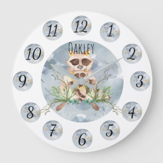 Horloge de nurserie grande personnalisable bleu ra