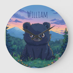 Horloge de nurserie pour enfants Ours et Montagnes