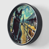 Horloge de peinture de la ferme de chats noirs (Angle)