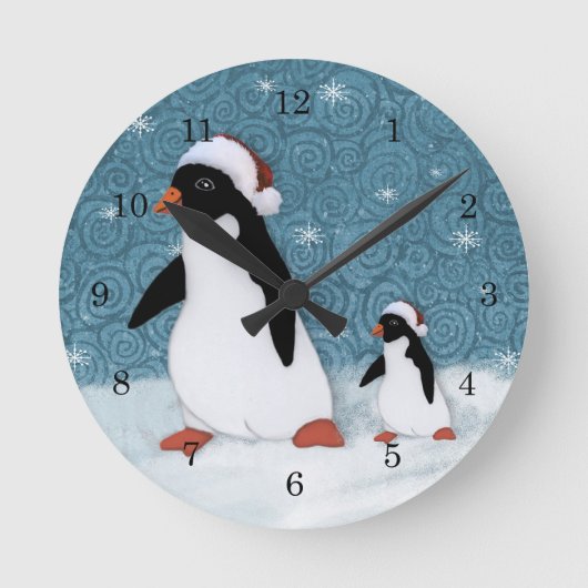 Horloge de pingouins de Père Noël (Recto)