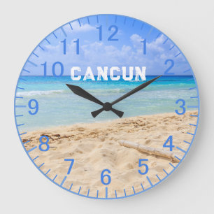 Horloge de plage en sable bleu personnalisée