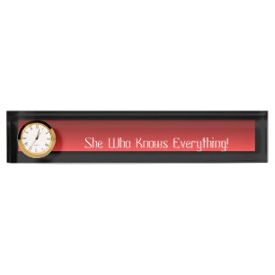 Horloge de plaque d'identification de bureau elle