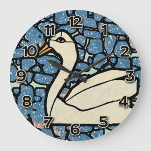 Horloge de regard en verre souillé avec le cygne