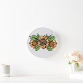 Horloge de tournesol gris et jaune (Maison)