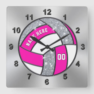 Horloge De Volley Personnalisée, Rose, Blanc, Arge
