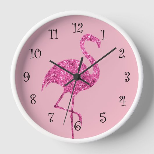 Horloge Décor De Flamant rose Rose Glitzy (Recto)