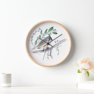 Horloge Décor d'origine Tufé Titmouse Bird