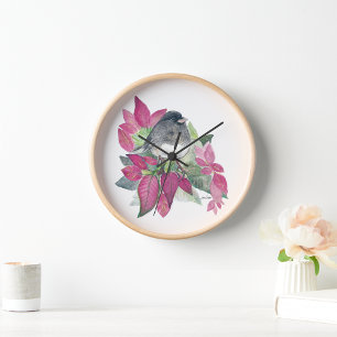 Horloge Décor du mur d'aquarelle Junco Bird
