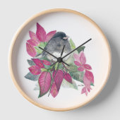 Horloge Décor du mur d'aquarelle Junco Bird (Recto)