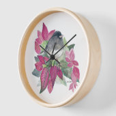 Horloge Décor du mur d'aquarelle Junco Bird (Angle)