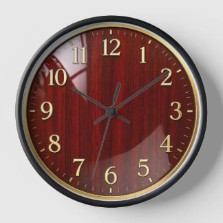 Horloge décorative en bois rouge acajou