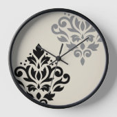 Horloge Défiler Damask Art I Black Grey Crème (Recto)