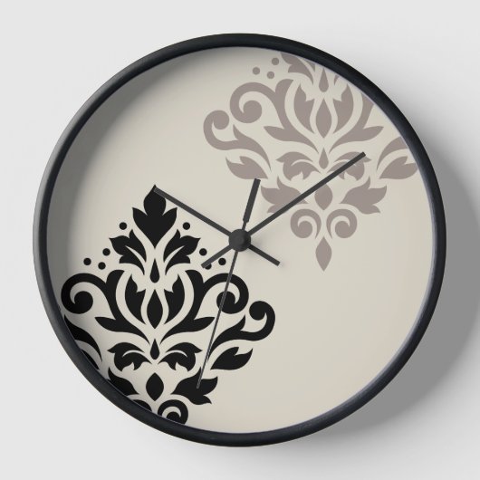 Horloge Défiler Damask Art I Black Taupe Crème (Recto)