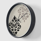 Horloge Défiler Damask Art I Black Taupe Crème (Angle)
