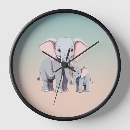 Horloge d'éléphant pour maman et bébé (Recto)