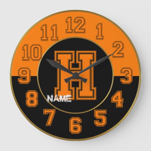 Horloge des couleurs de l'école, orange et noire H (Recto)