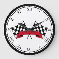 Horloge des drapeaux de course noir et blanc