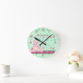 Horloge des enfants avec des lapins roses (Maison)