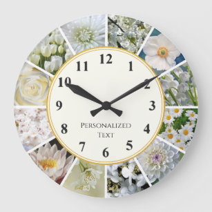 Horloge des Fleurs Blanches - Photo Florale Collag
