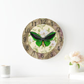 Horloge Des Fleurs De Papillon Vert Et De Dogwood (Maison)