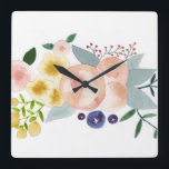 Horloge des fleurs, des baies et de l'aquarelle Fe<br><div class="desc">Aquarelle peinte à la main par Bethany Eden</div>