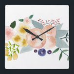 Horloge des fleurs, des baies et de l'aquarelle Fe<br><div class="desc">Aquarelle peinte à la main par Bethany Eden</div>