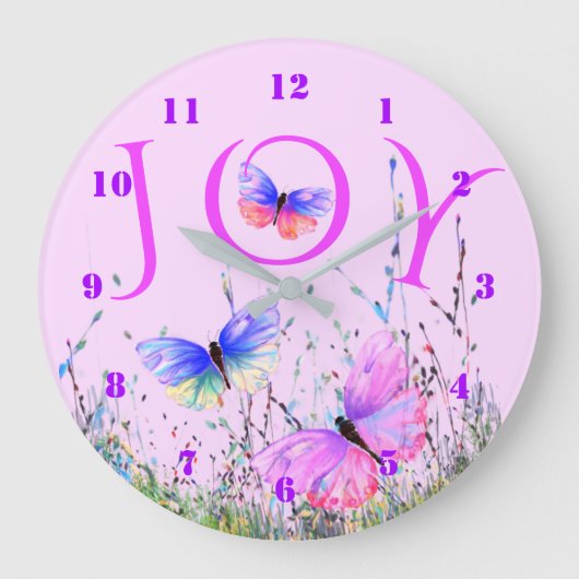 Horloge des papillons volants rose pourpre - Print (Recto)