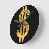 Horloge des signes noir et or Dollar (Angle)