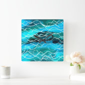 Horloge des vagues vives, Turquoise, Blanc, Noir (Maison)