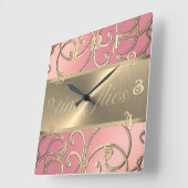 Horloge des vols temps rose et or (Angle)