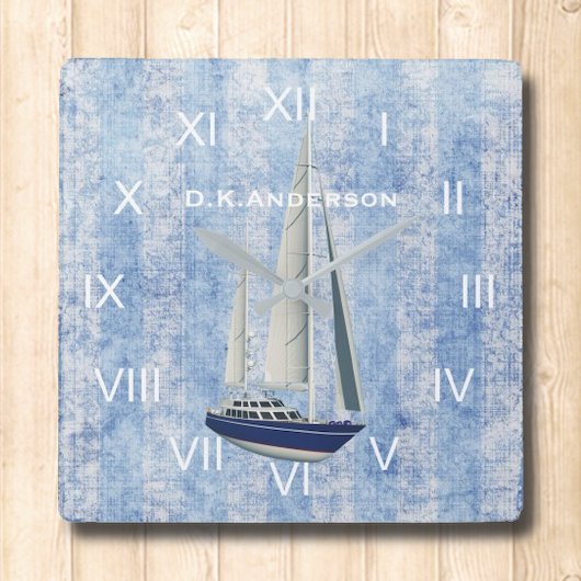 Horloge des yachts de voile bleu et blanc