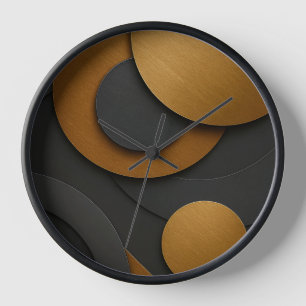 Horloge Design abstrait géométrique noir et or de luxe