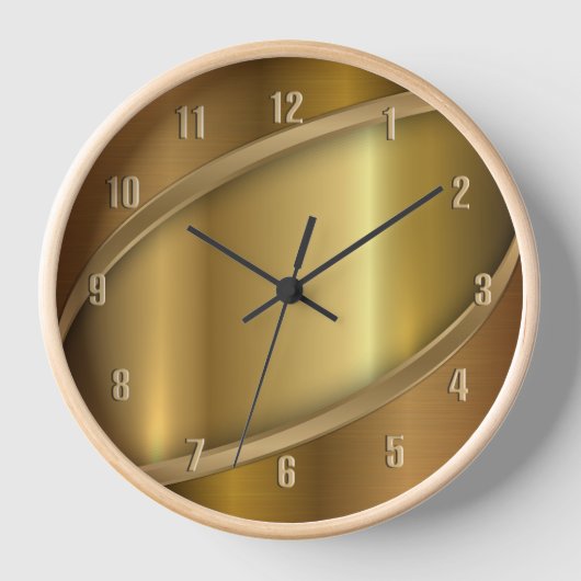 Horloge Design élégant en métal doré brillant (Recto)