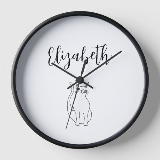 Horloge Dessin de chat Dessin noir blanc Winking Kitty (Recto)