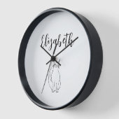 Horloge Dessin de chat Dessin noir blanc Winking Kitty (Angle)