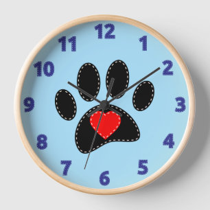 Horloge Dessin de maman de chien bleu
