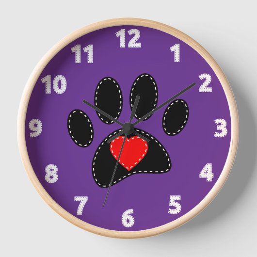 Horloge Dessin de maman de chien violet (Recto)
